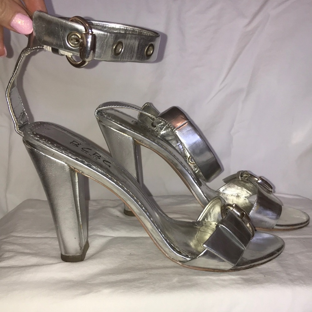 Block heel silver sandals